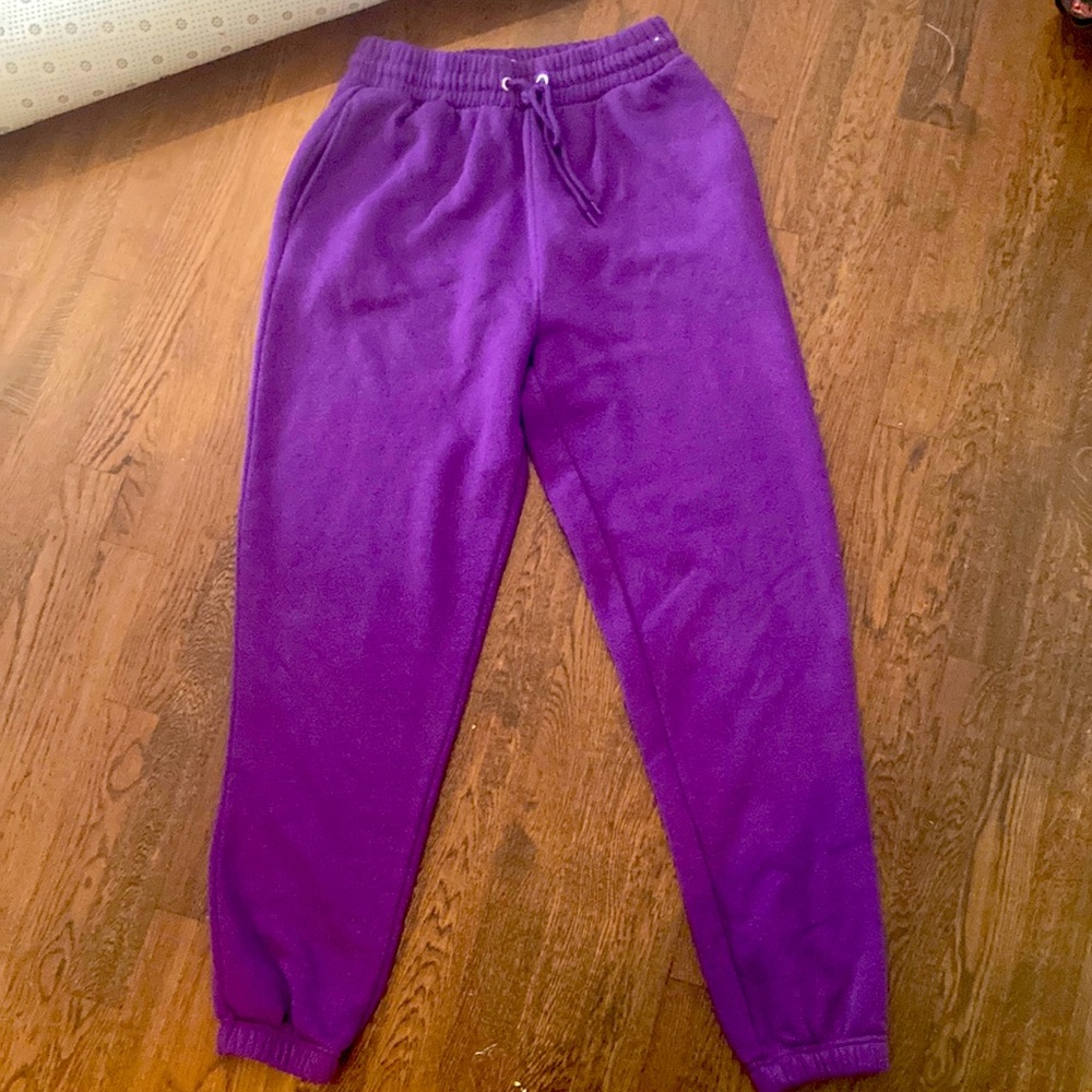 Selling because they are too big for me              Purple sweatpants